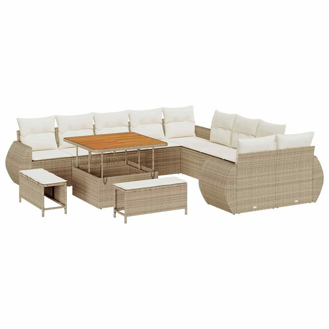 Tuin Sofa Set Met Kussen 13 Pcs En Crèmekleurig