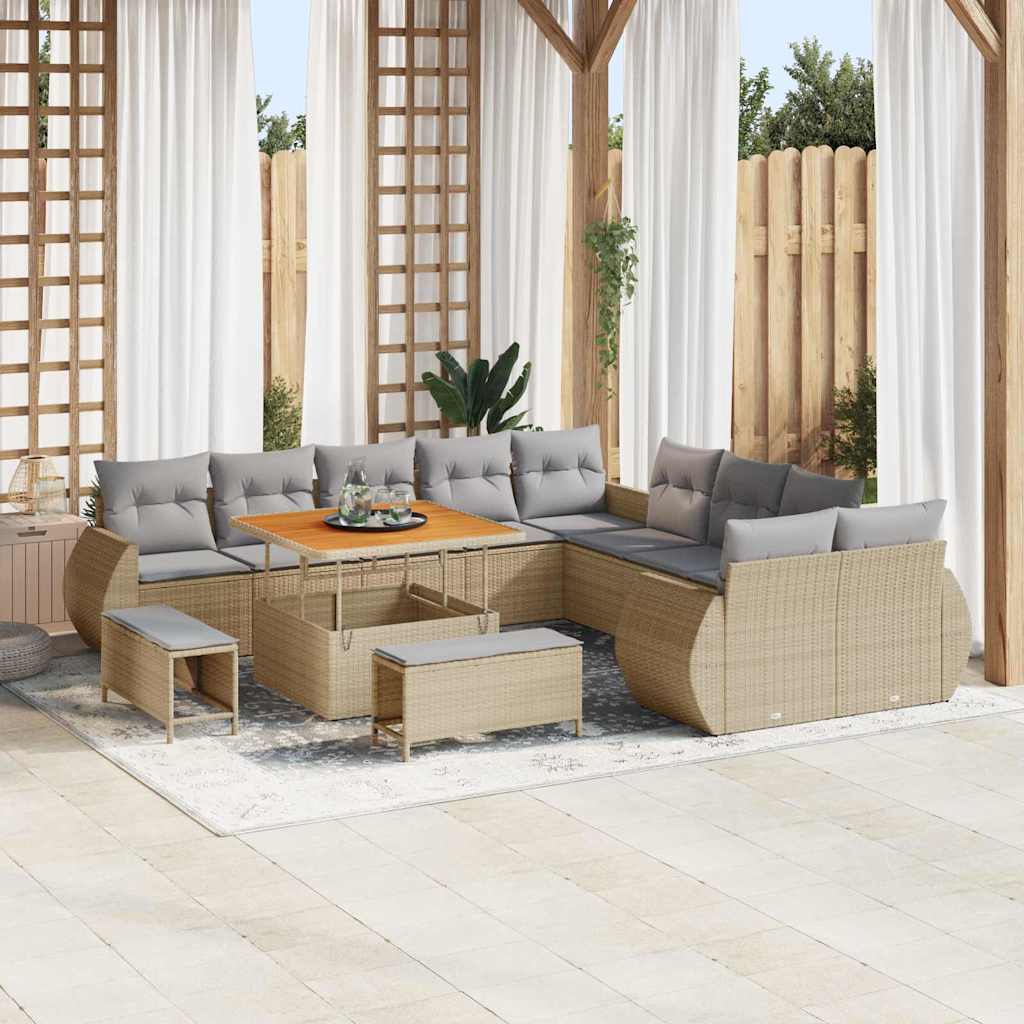 Tuin Sofa Set 13 Pcs Poly Rattan En Gepoedercoat Staal