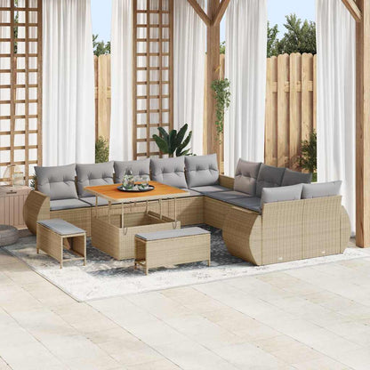 Tuin Sofa Set 13 Pcs Poly Rattan En Gepoedercoat Staal