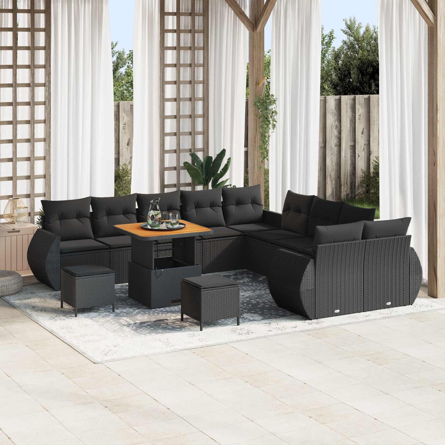 Tuin Sofa Set 13 Pcs Poly Rattan En Gepoedercoat Staal