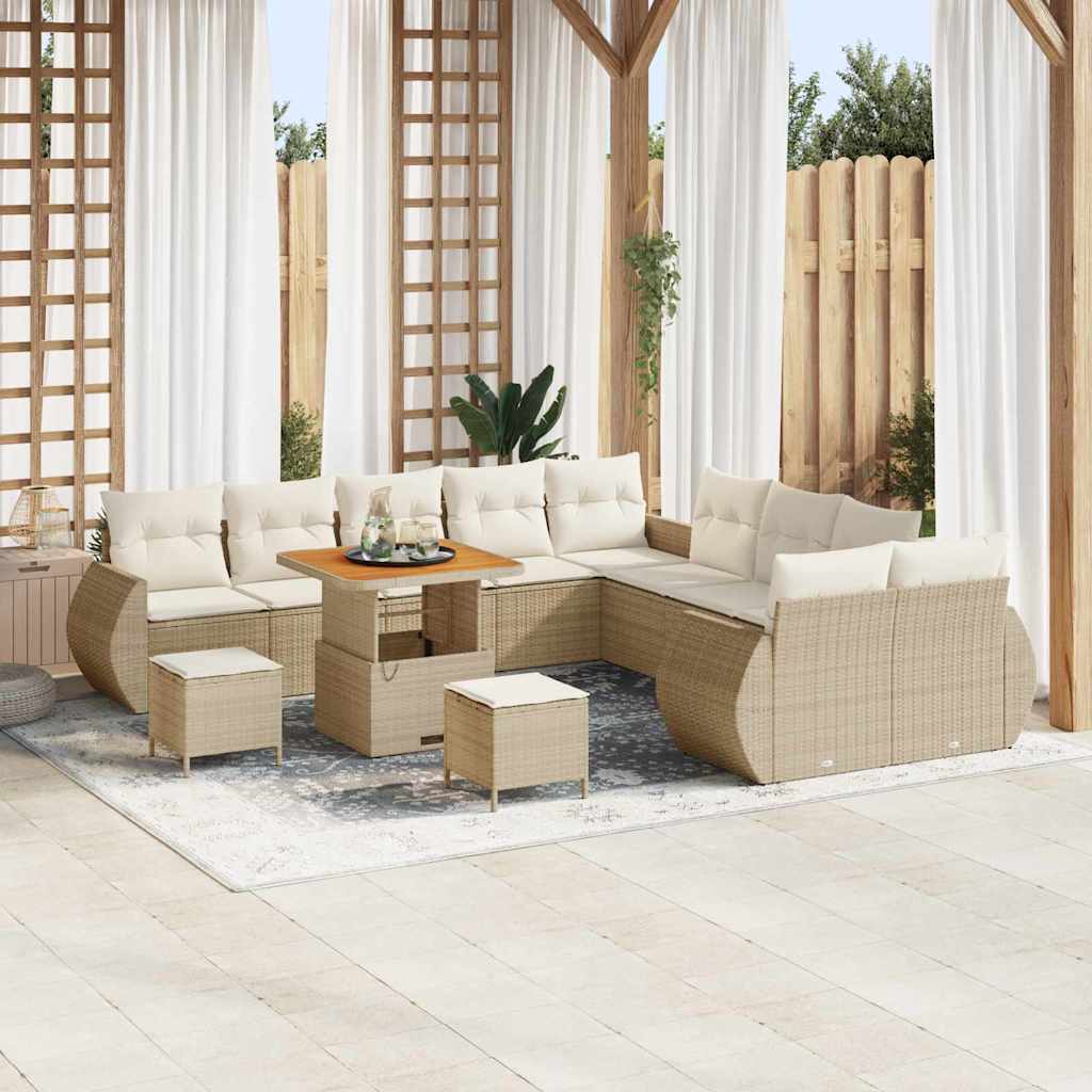 Tuin Sofa Set 13 Pcs Poly Rattan En Gepoedercoat Staal