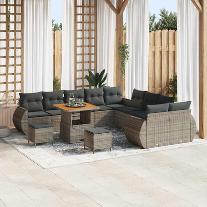 Tuin Sofa Set 13 Pcs Poly Rattan En Gepoedercoat Staal