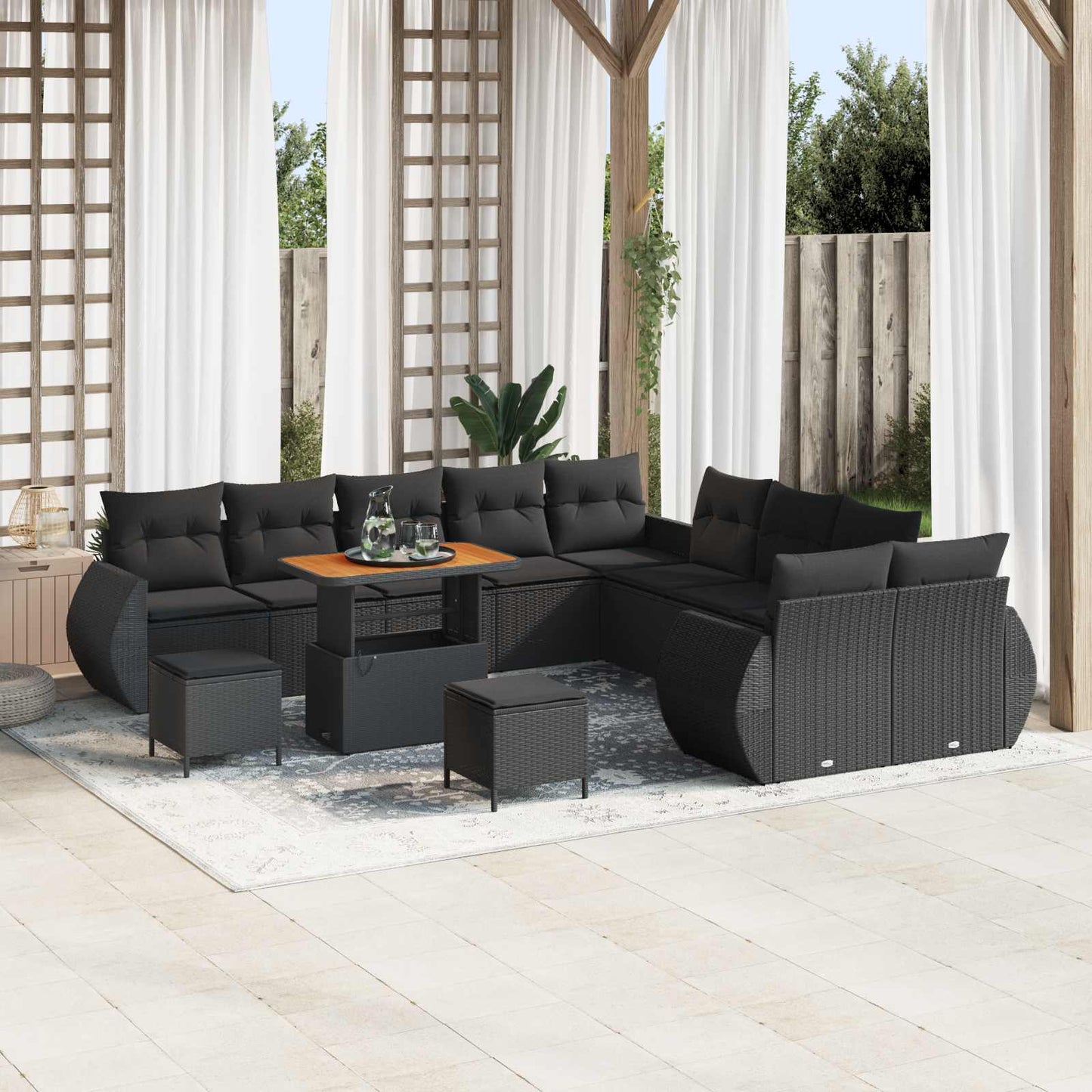 Tuin Sofa Set 13 Pcs Poly Rattan En Gepoedercoat Staal