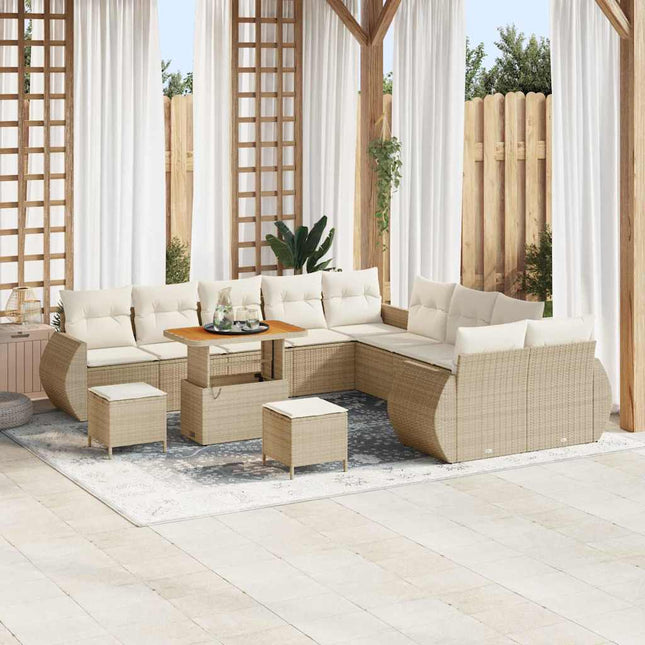 Tuin Sofa Set Met Kussen 13 Pcs En Crèmekleurig