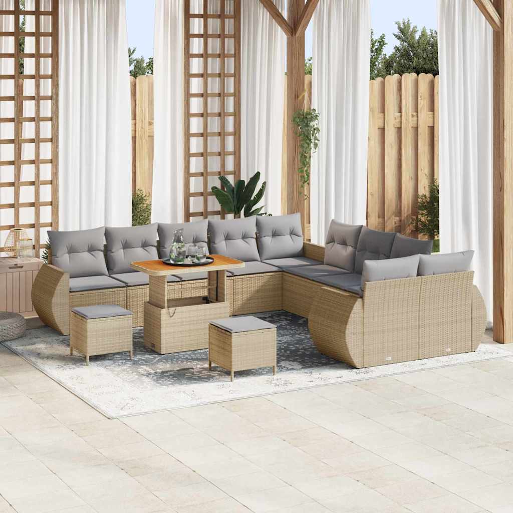 Tuin Sofa Set 13 Pcs Poly Rattan En Gepoedercoat Staal