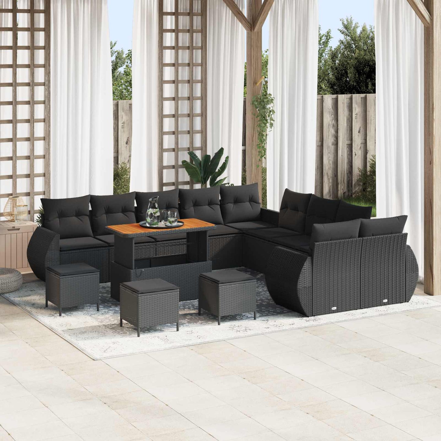 Tuin Sofa Set 13 Pcs Poly Rattan En Gepoedercoat Staal