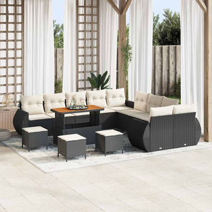Tuin Sofa Set 13 Pcs Poly Rattan En Gepoedercoat Staal