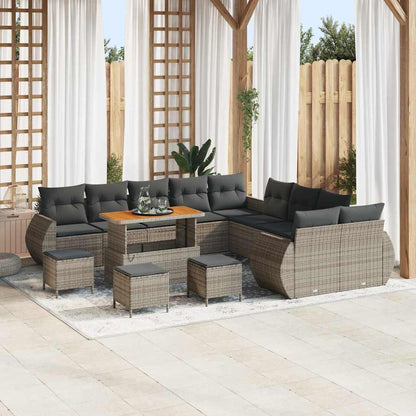 Tuin Sofa Set 13 Pcs Poly Rattan En Gepoedercoat Staal