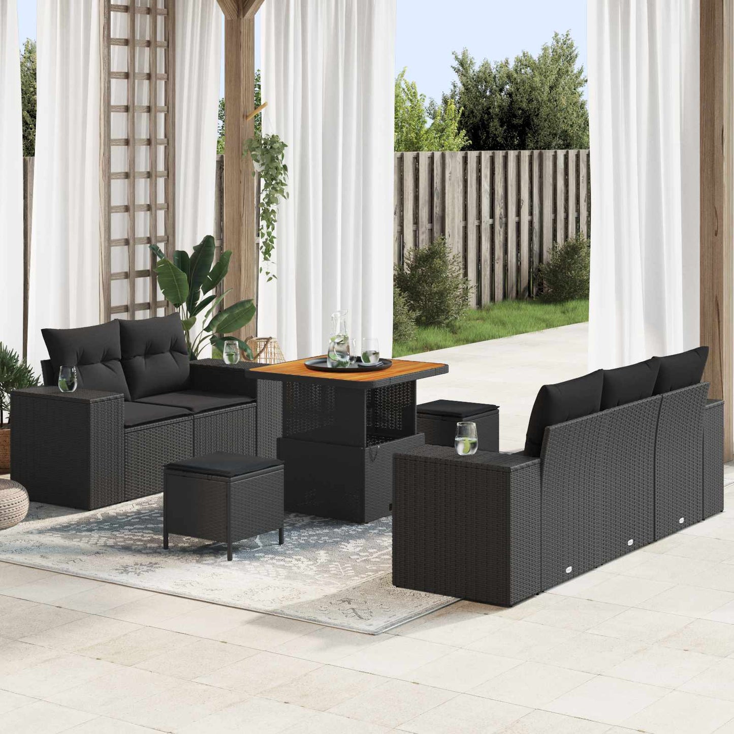 Tuin Sofa Set Met Kussen Met Opslag 8 Pcs Poly Rattan