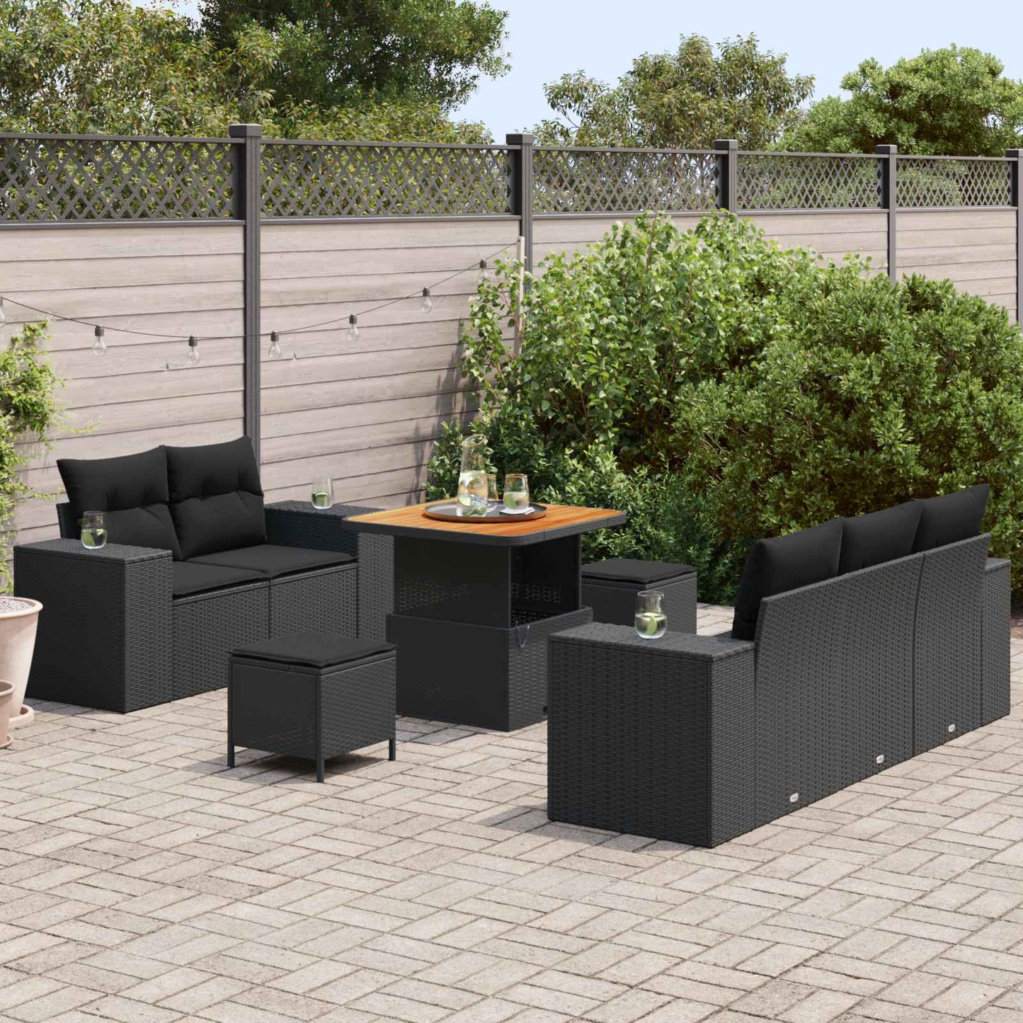 Tuin Sofa Set Met Kussen Met Opslag 8 Pcs Poly Rattan