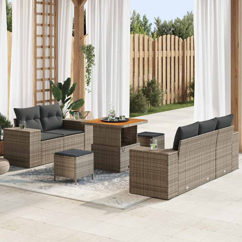 Tuin Sofa Set Met Kussen Met Opslag 8 Pcs Poly Rattan