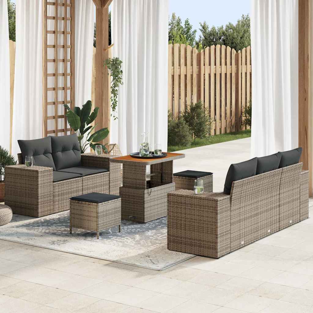 Tuin Sofa Set Met Kussen Met Opslag 8 Pcs Poly Rattan