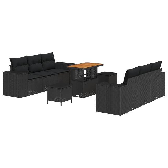 Tuin Sofa Set Met Kussen Met Opslag 9 Pcs Poly Rattan
