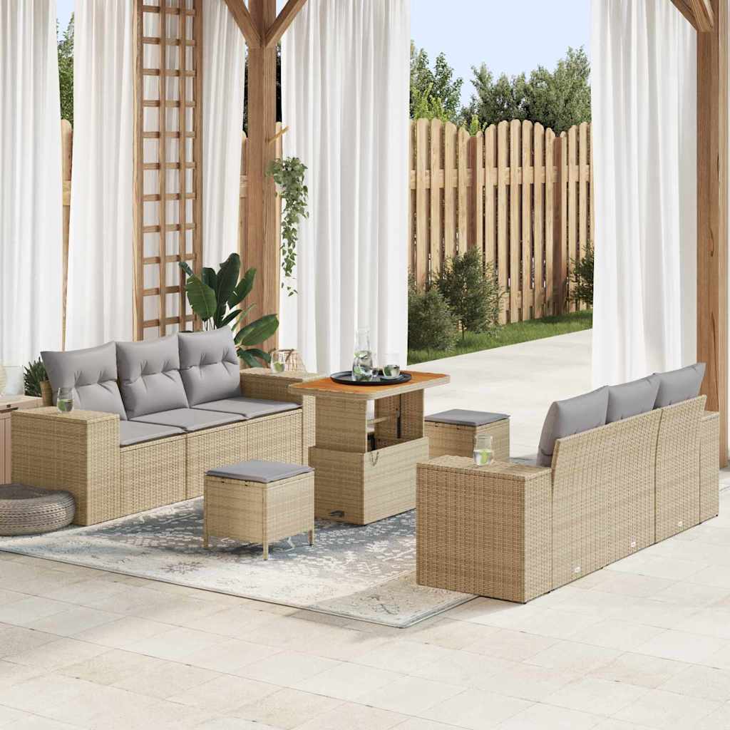 Tuin Sofa Set Met Kussen 221 X 204 X 85 Cm Poly Rattan