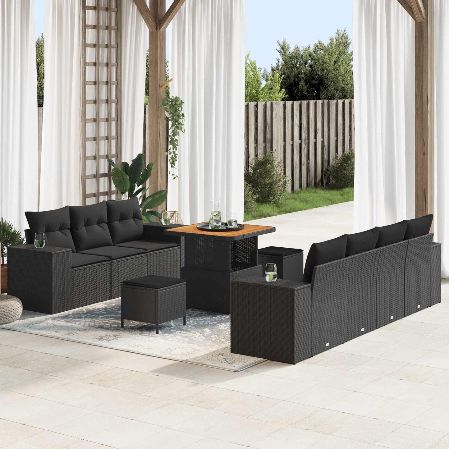 Tuin Sofa Set Met Kussen Met Opslag 10 Pcs Poly Rattan