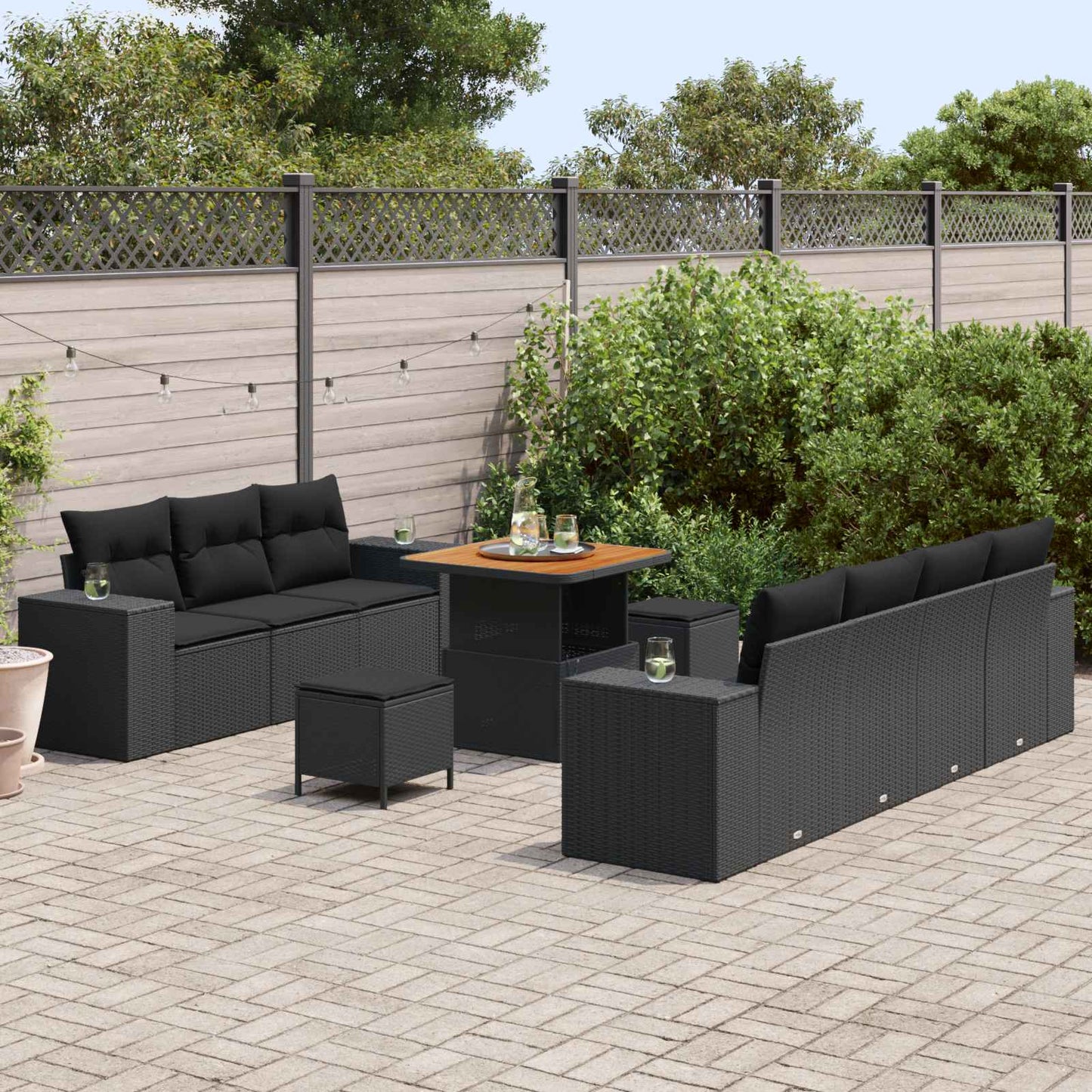 Tuin Sofa Set Met Kussen Met Opslag 10 Pcs Poly Rattan