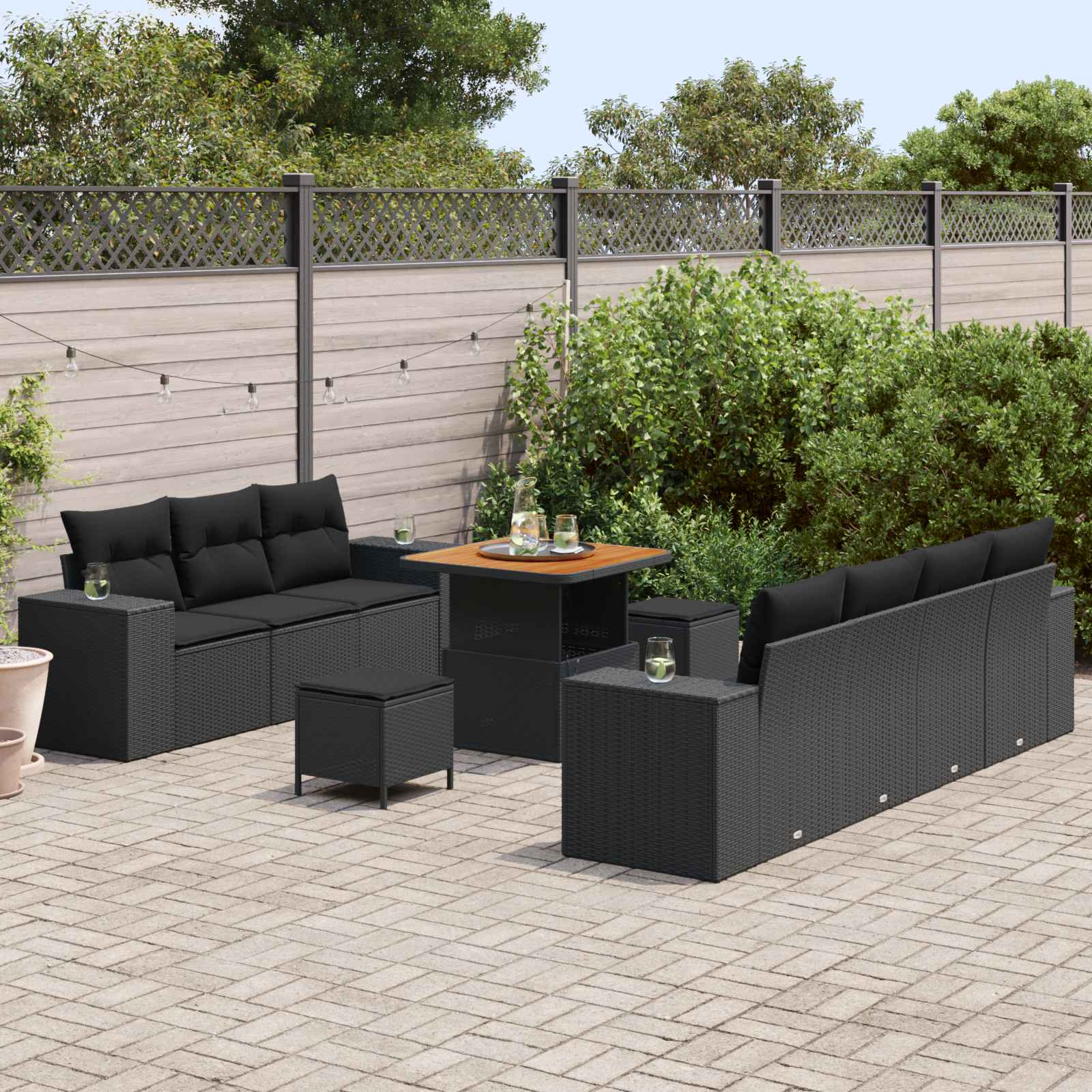 Tuin Sofa Set Met Kussen Met Opslag 10 Pcs Poly Rattan