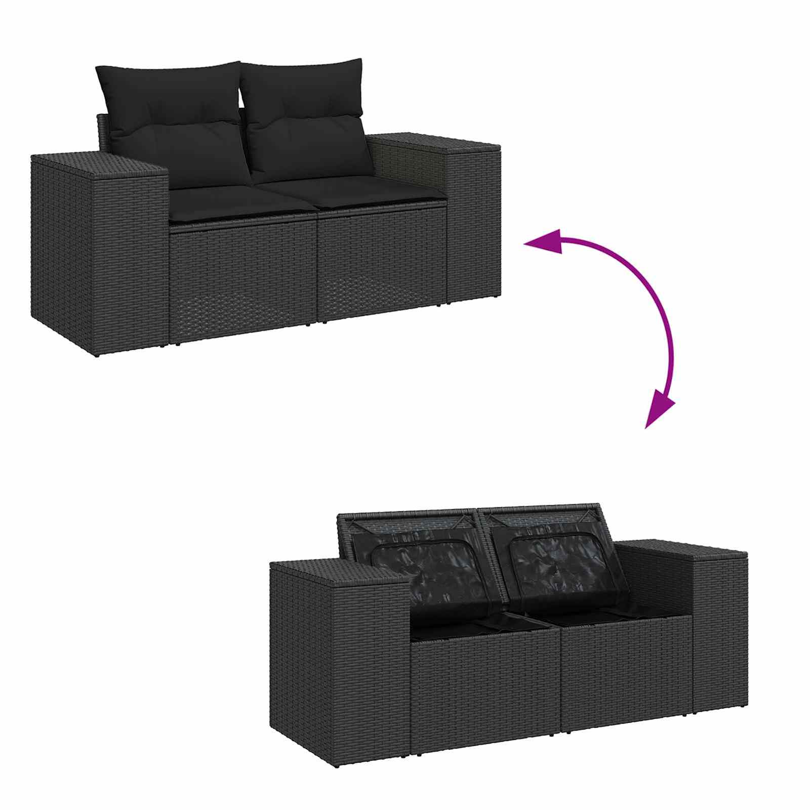 Tuin Sofa Set Met Kussen Met Opslag 10 Pcs Poly Rattan