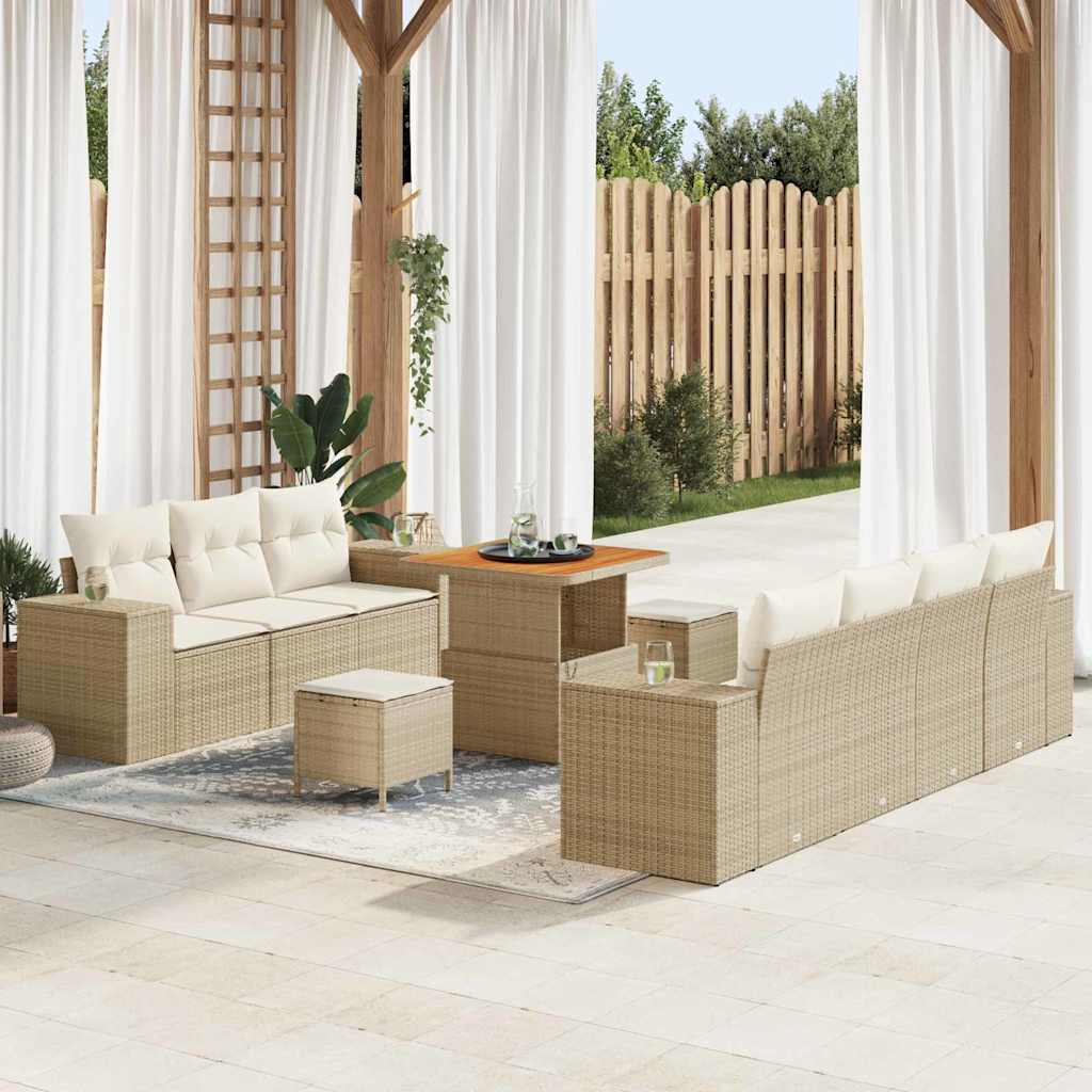 Tuin Sofa Set Met Kussen Met Opslag 10 Pcs Poly Rattan