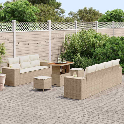 Tuin Sofa Set Met Kussen 10 Pcs En Crème Poly Rattan
