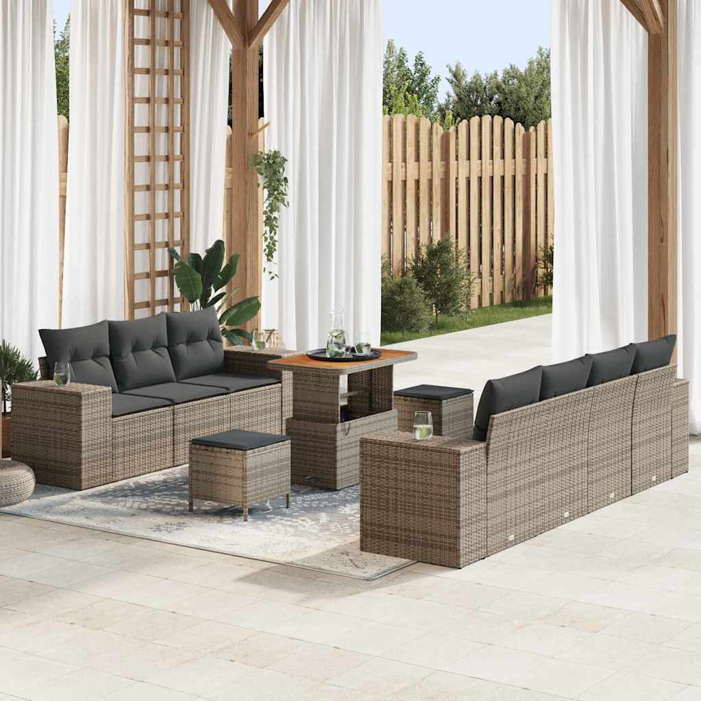 Tuin Sofa Set Met Kussen Met Opslag 10 Pcs Poly Rattan