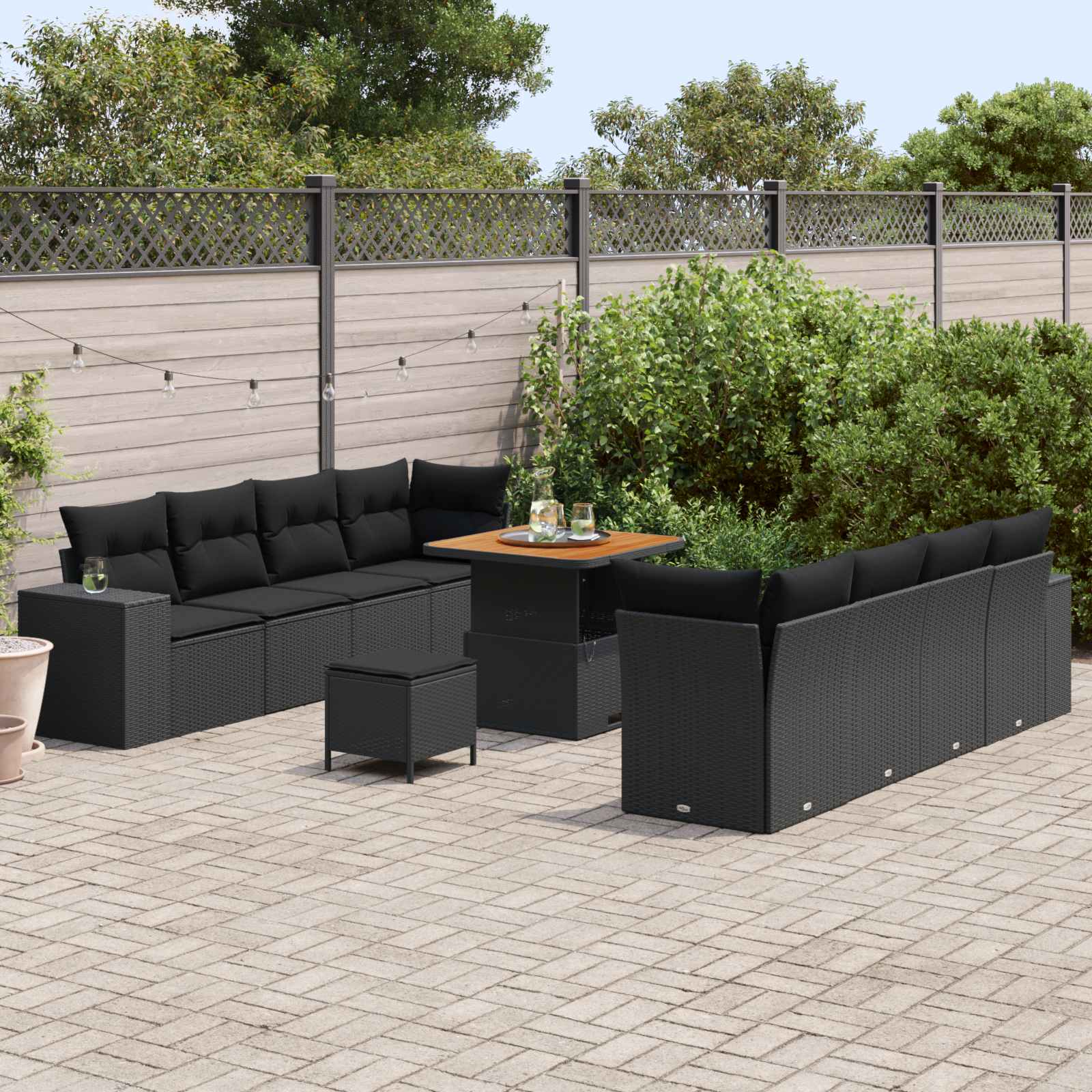 Tuin Sofa Set Met Kussen Met Opslag 11 Pcs Poly Rattan