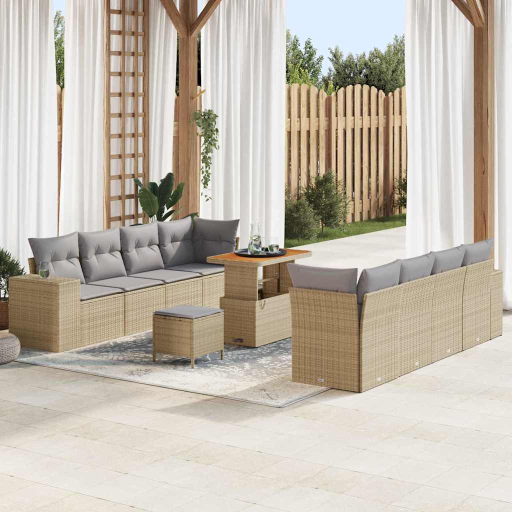 Tuin Sofa Set Met Kussen Met Opslag 11 Pcs Poly Rattan
