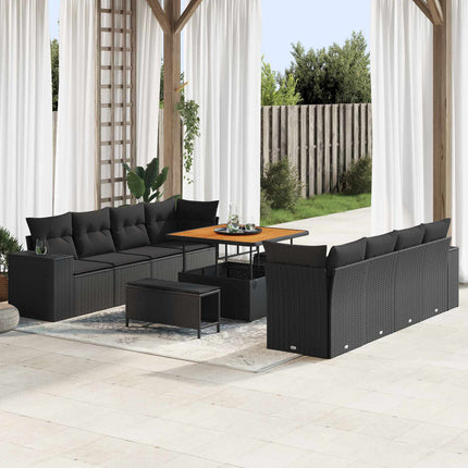 Tuin Sofa Set Met Kussen 11 Pcs En Crème Poly Rattan