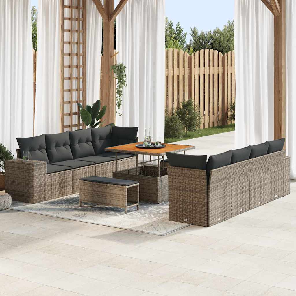 Tuin Sofa Set Met Kussen Met Opslag 11 Pcs Poly Rattan