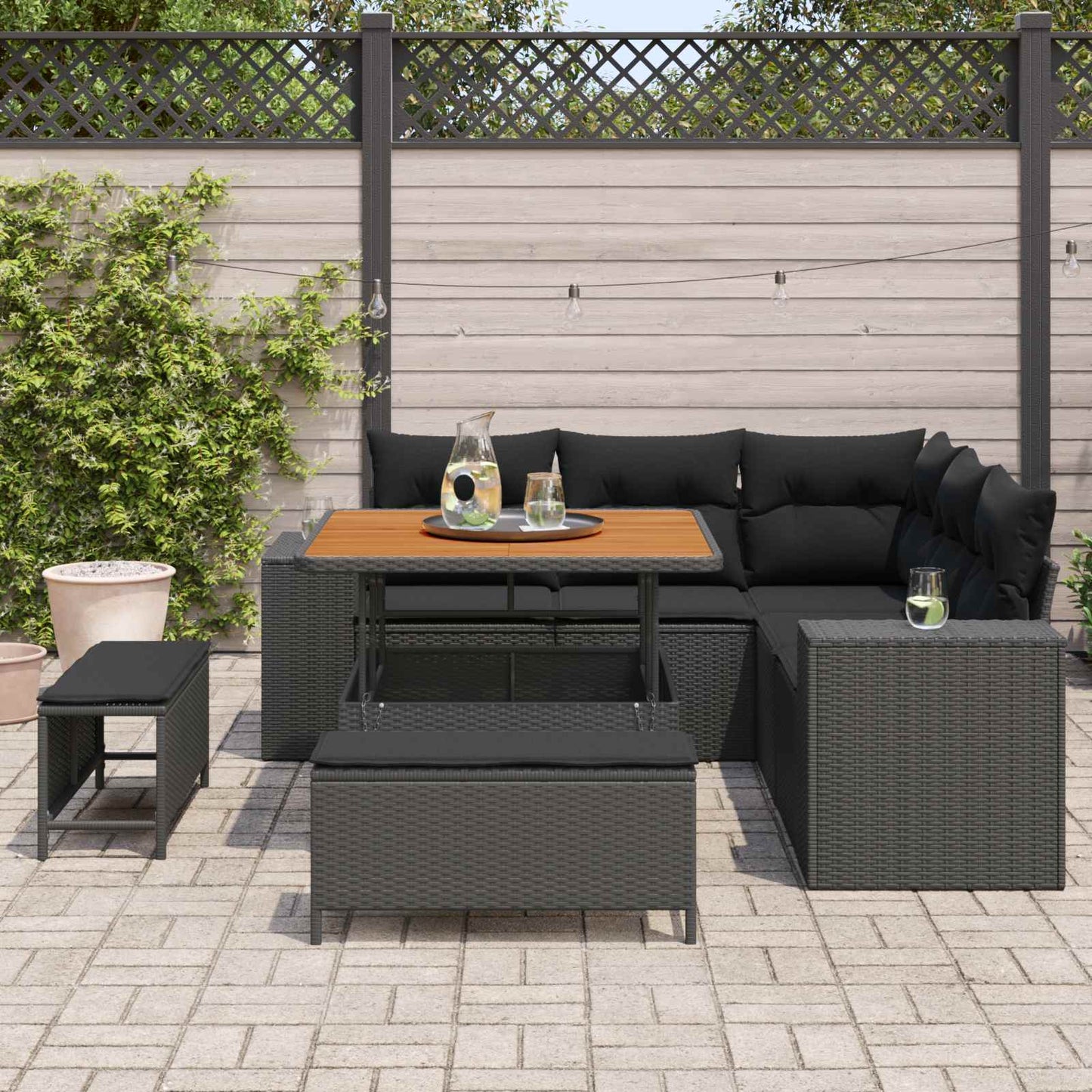 Tuin Sofa Set Met Kussen Met Opslag 8 Pcs Poly Rattan