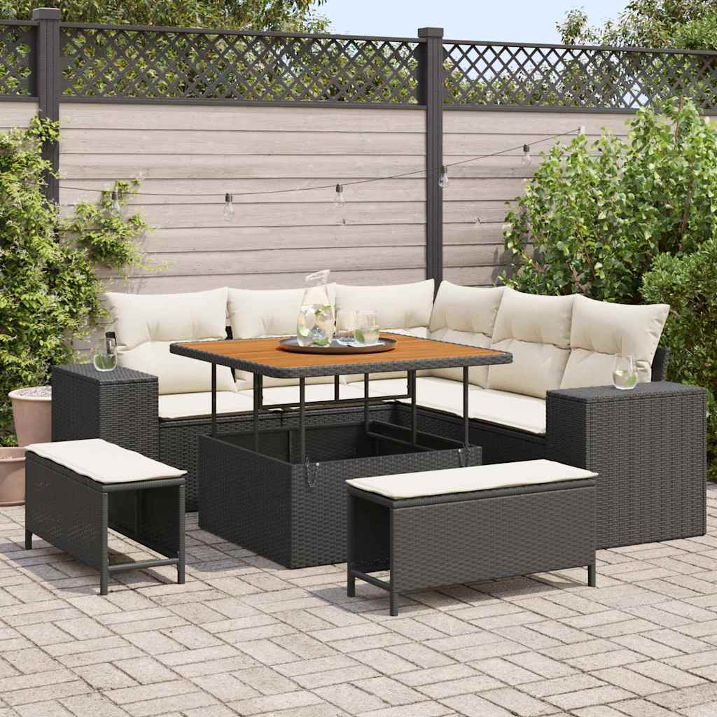 Tuin Sofa Set Met Kussen Met Opslag 8 Pcs Poly Rattan