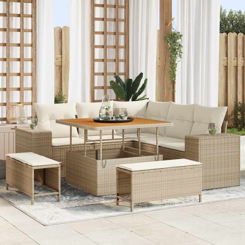 Tuin Sofa Set Met Kussen Met Opslag 8 Pcs Poly Rattan