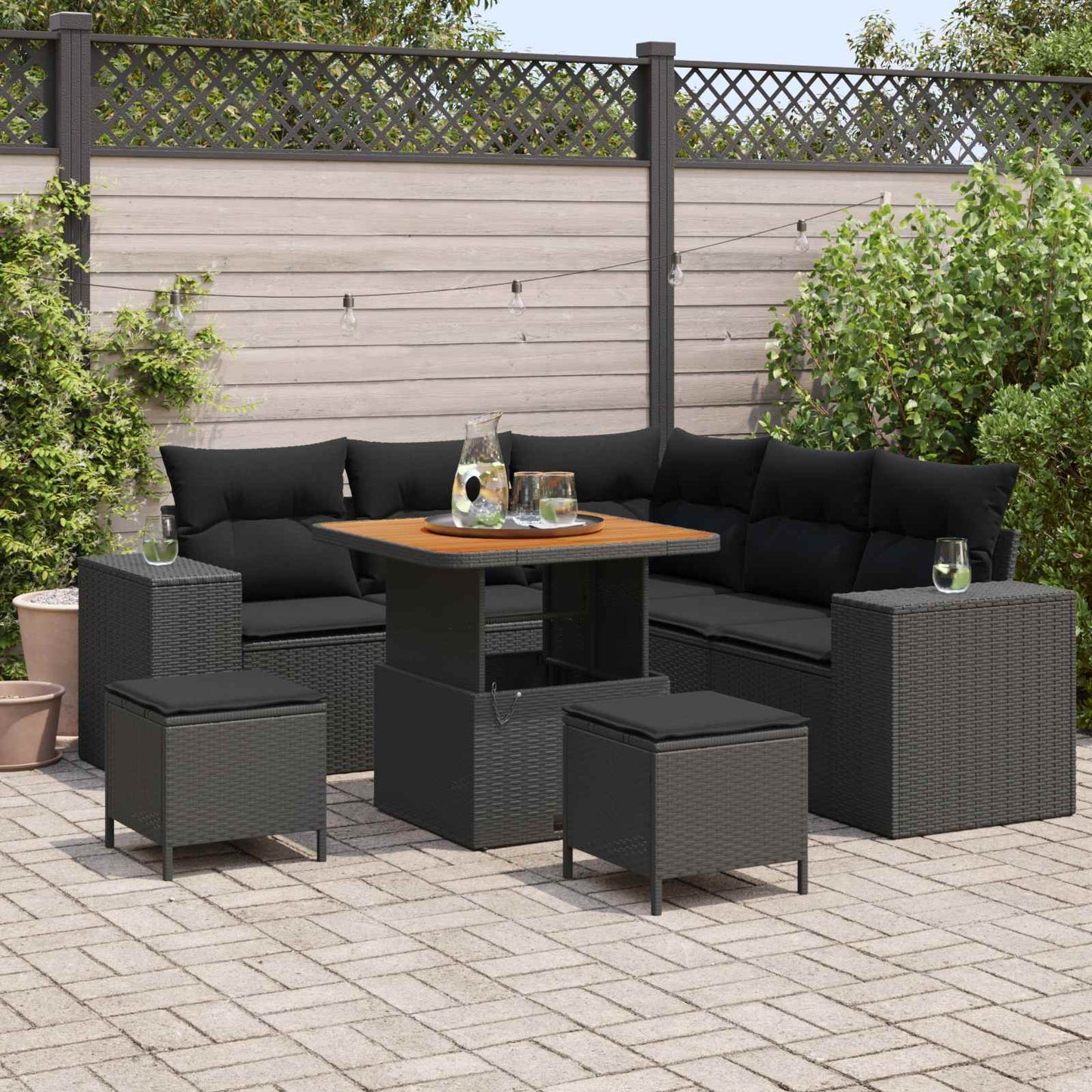 Tuin Sofa Set Met Kussen Met Opslag 8 Pcs Poly Rattan