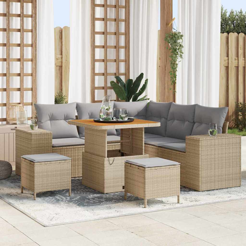 Tuin Sofa Set Met Kussen Met Opslag 8 Pcs Poly Rattan