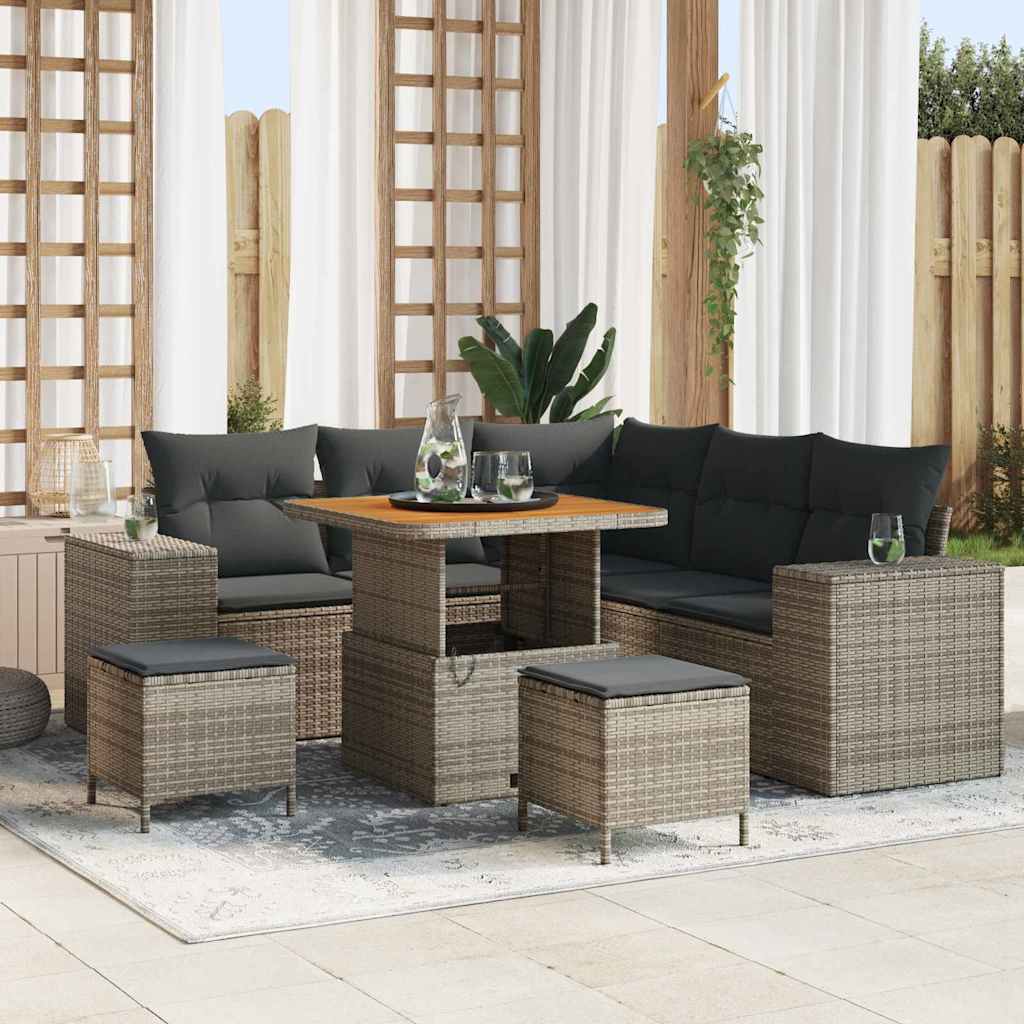 Tuin Sofa Set Met Kussen Met Opslag 8 Pcs Poly Rattan