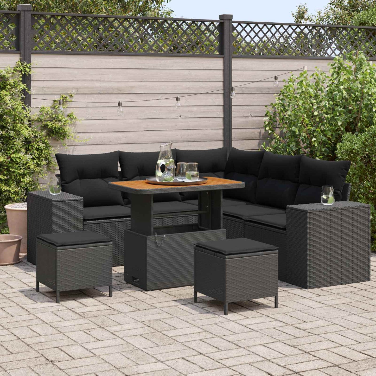 Tuin Sofa Set Met Kussen Met Opslag 8 Pcs Poly Rattan