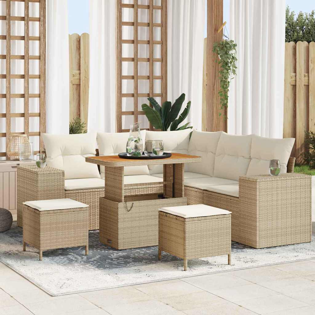 Tuin Sofa Set Met Kussen Met Opslag 8 Pcs Poly Rattan