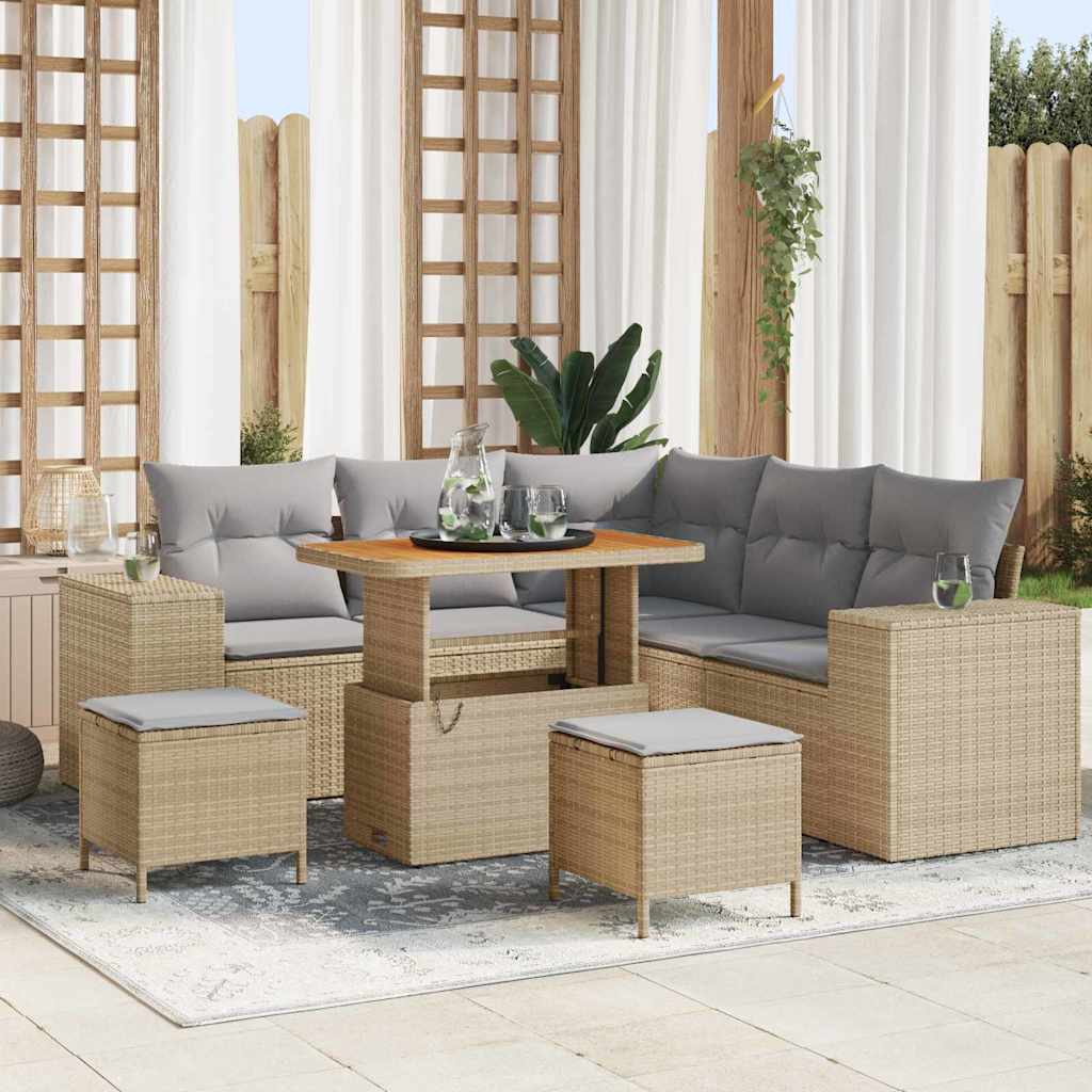 Tuin Sofa Set Met Kussen Met Opslag 8 Pcs Poly Rattan