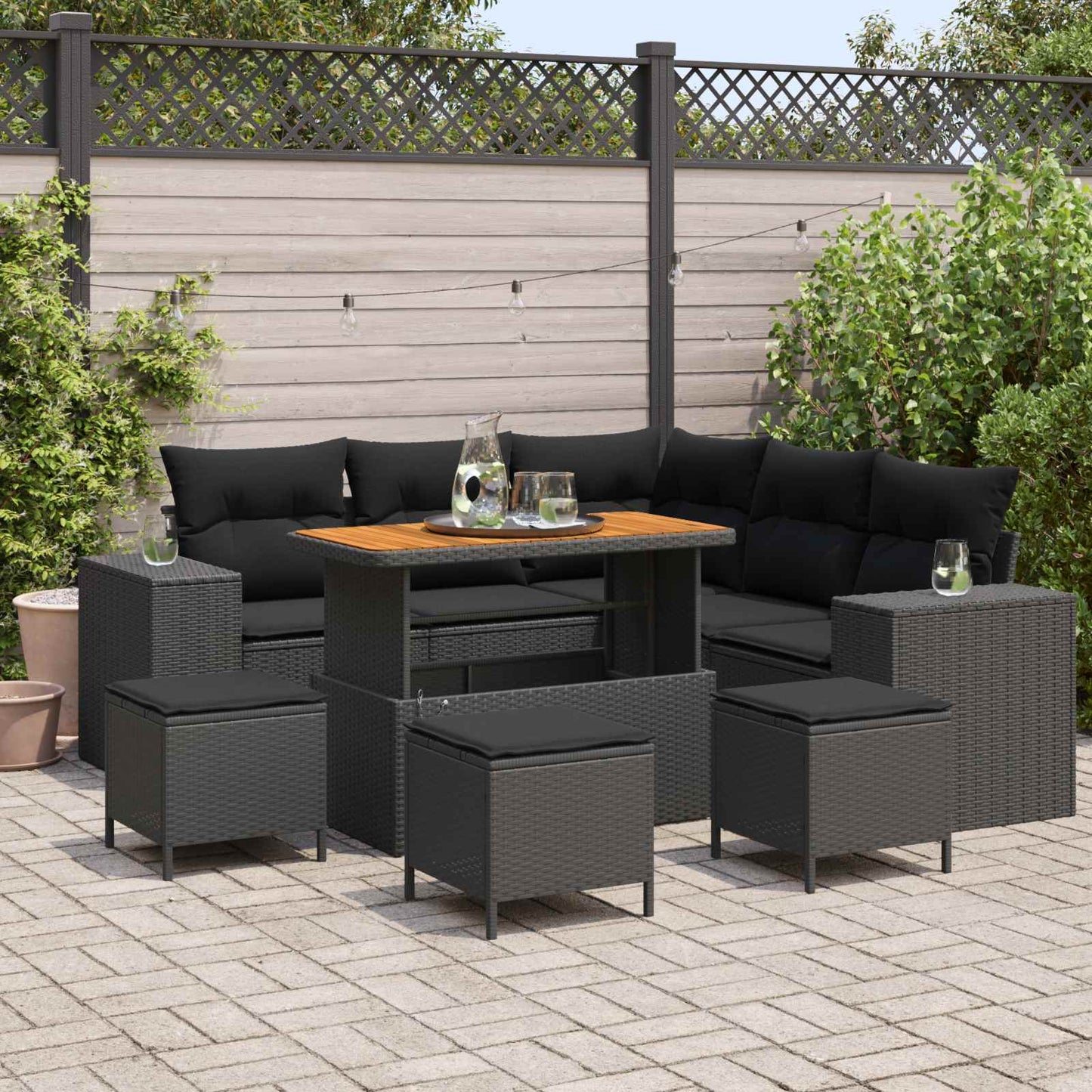 Tuin Sofa Set Met Kussen Met Opslag 8 Pcs Poly Rattan