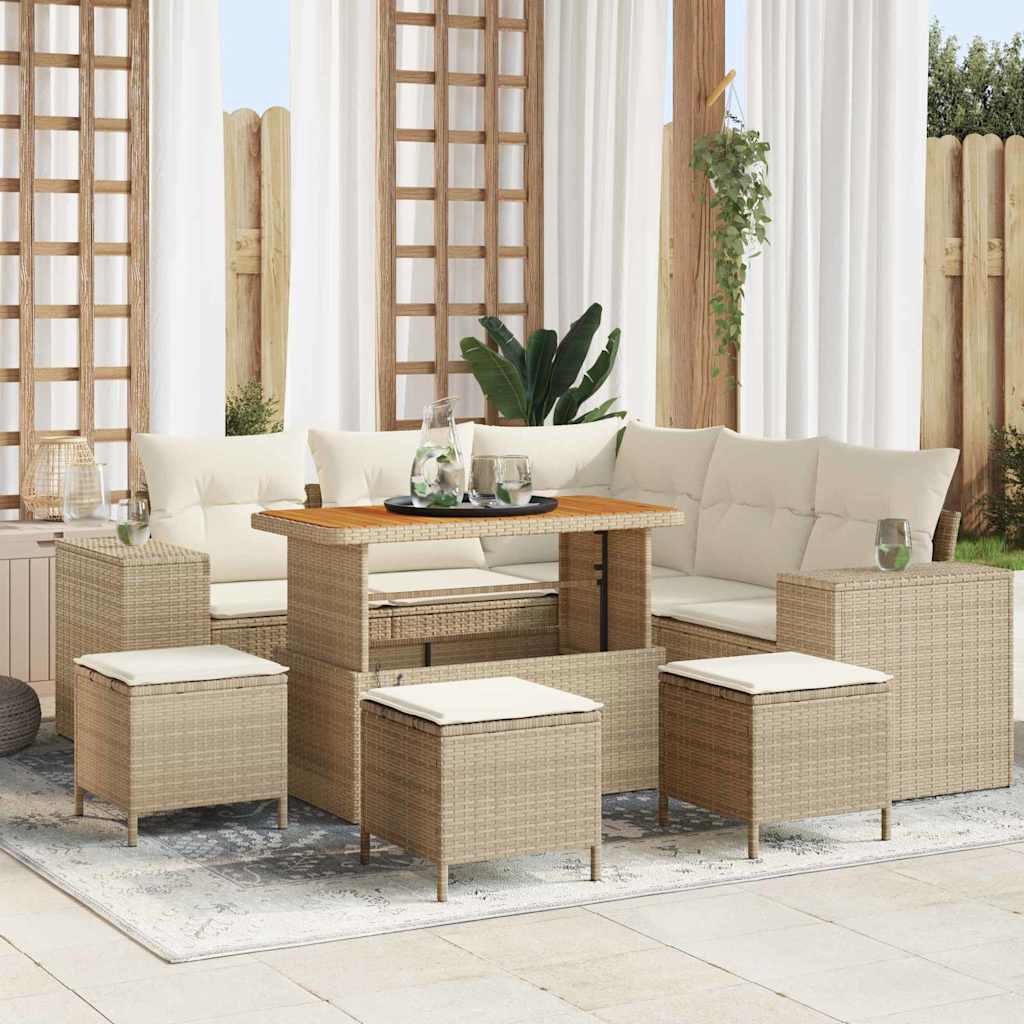 Tuin Sofa Set Met Kussen Met Opslag 8 Pcs Poly Rattan