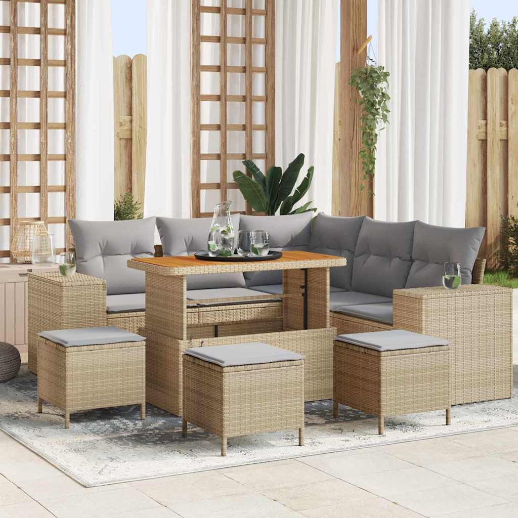 Tuin Sofa Set Met Kussen Met Opslag 8 Pcs Poly Rattan