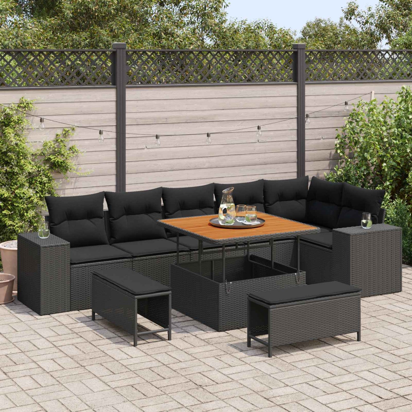 Tuin Sofa Set Met Kussen 9 Pcs Poly Rattan