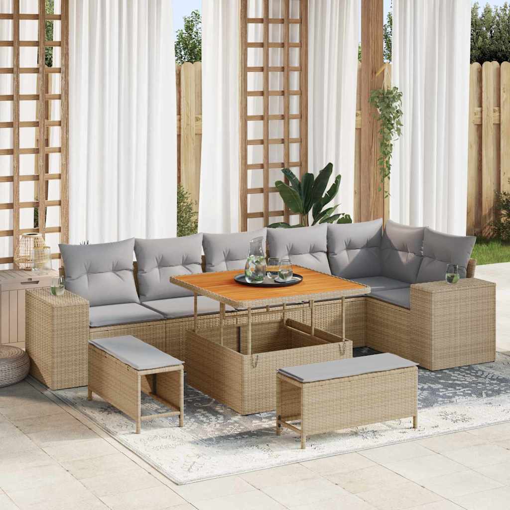 Tuin Sofa Set Met Kussen 9 Pcs Poly Rattan