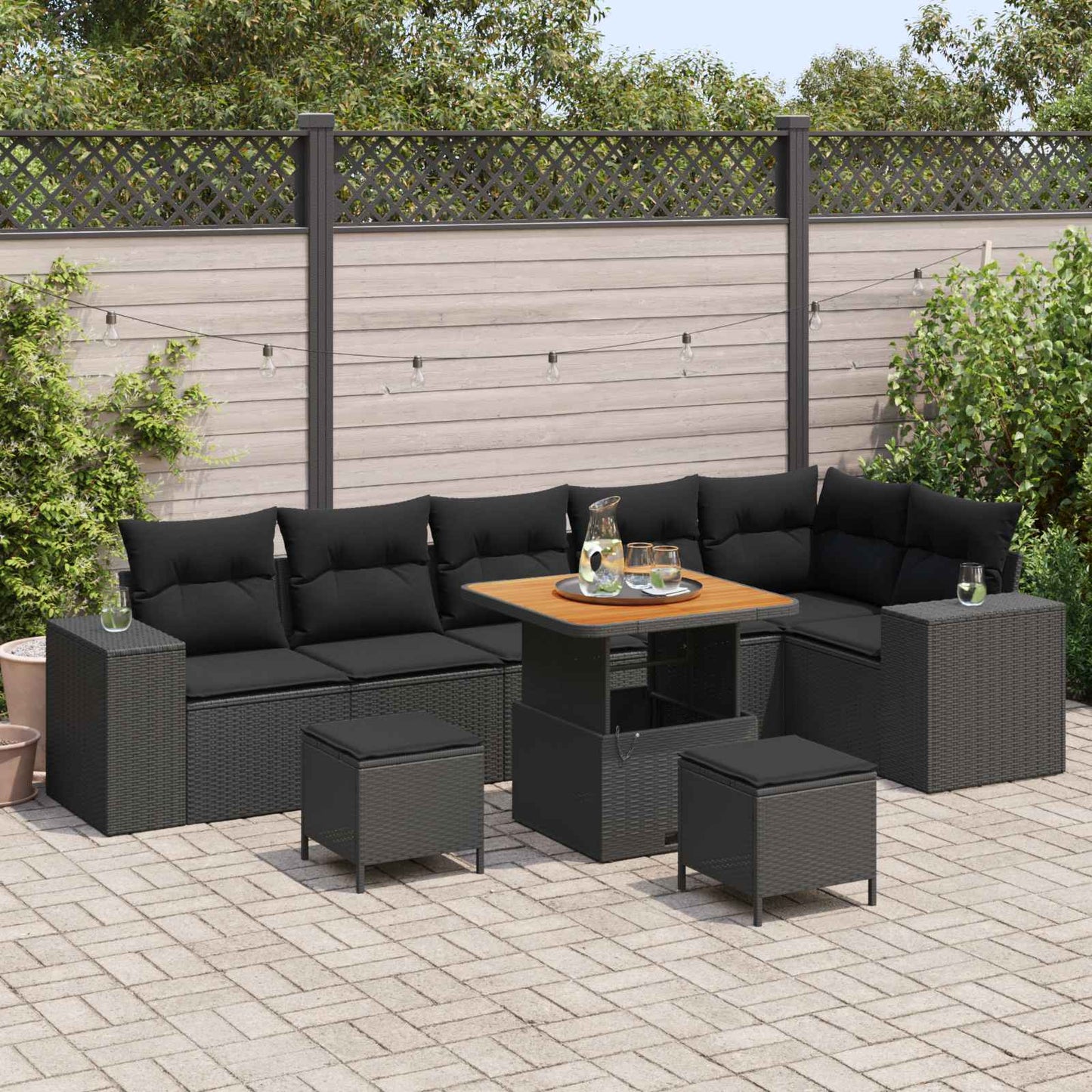 Tuin Sofa Set Met Kussen 9 Pcs Poly Rattan
