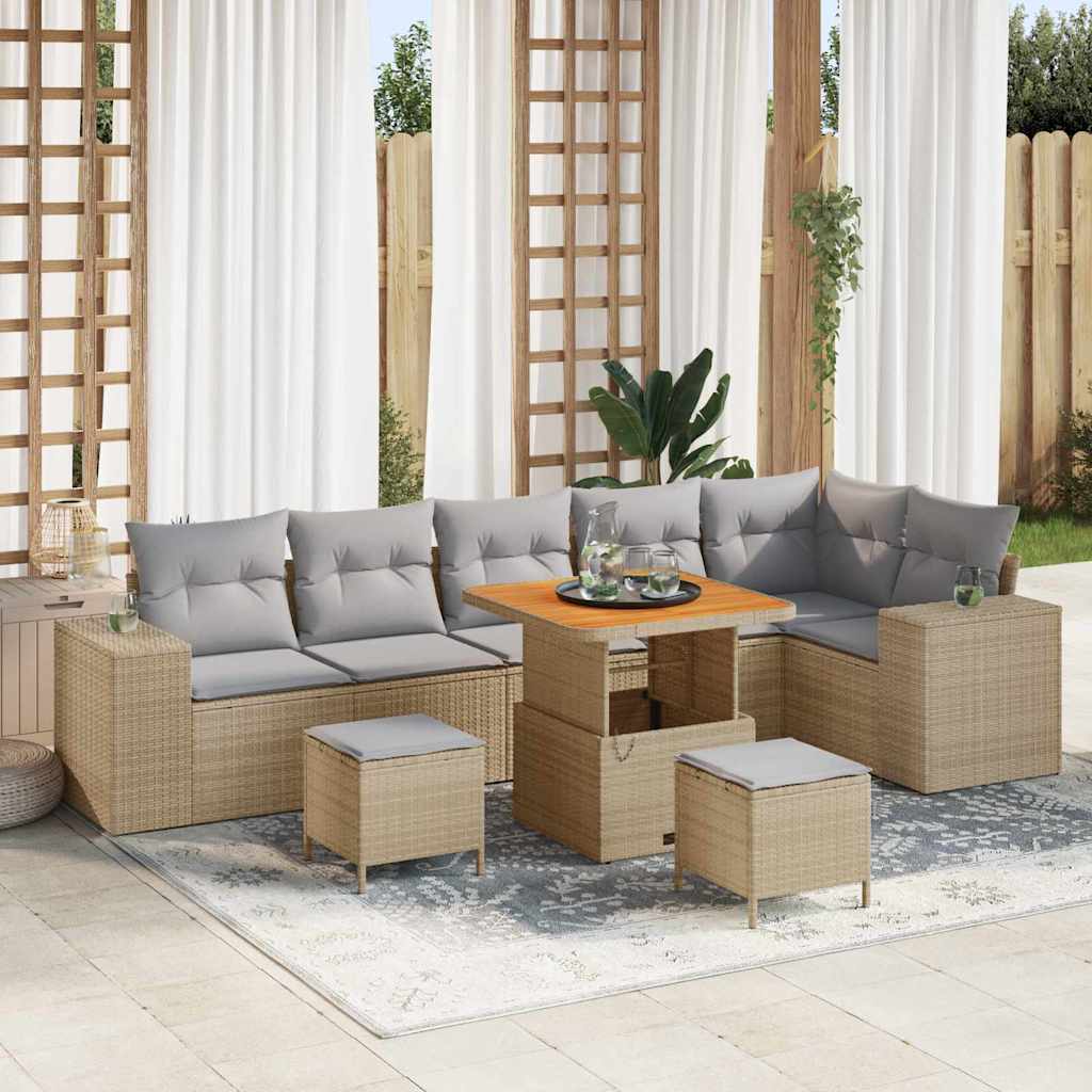 Tuin Sofa Set Met Kussen 9 Pcs Poly Rattan