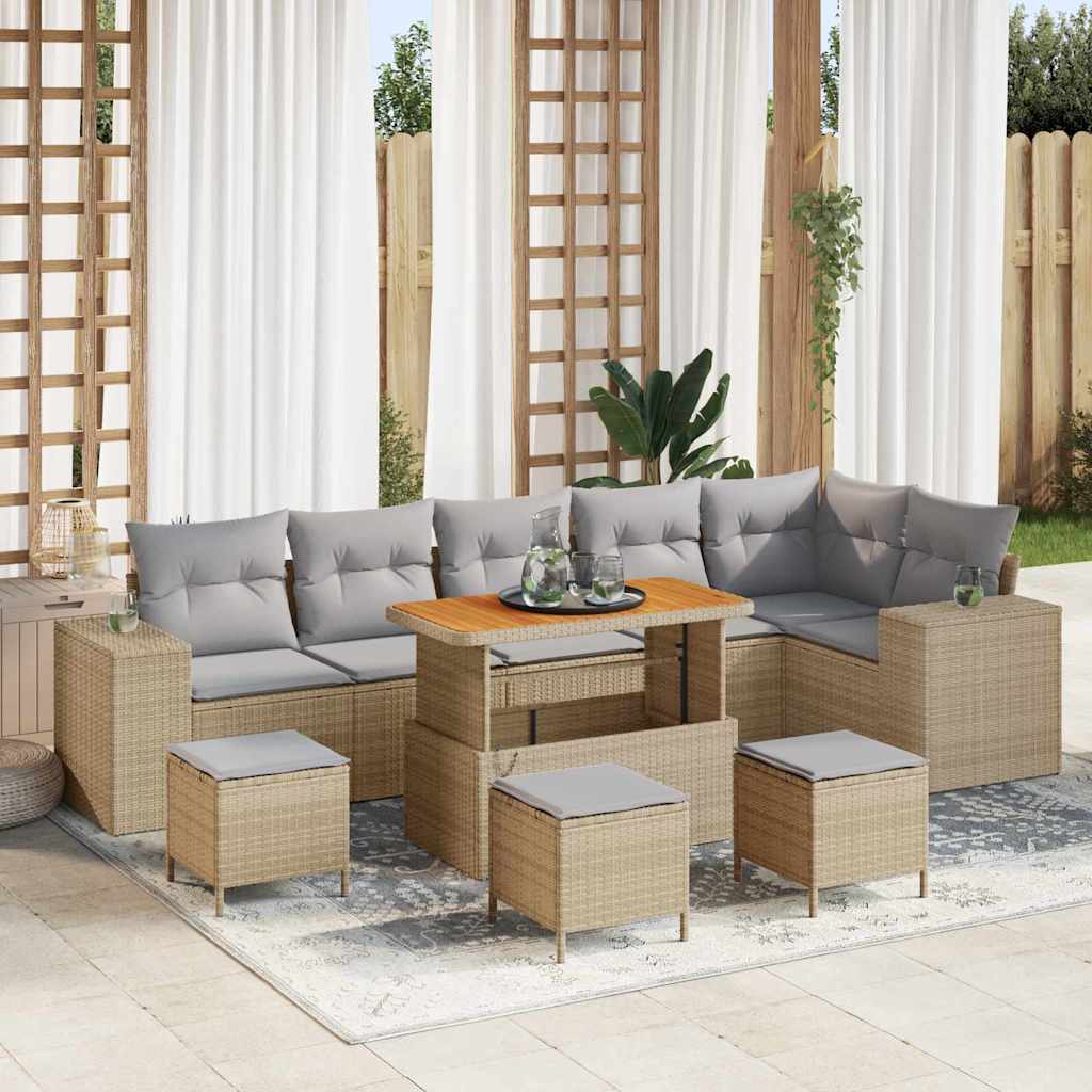 Tuin Sofa Set Met Kussen 9 Pcs Poly Rattan