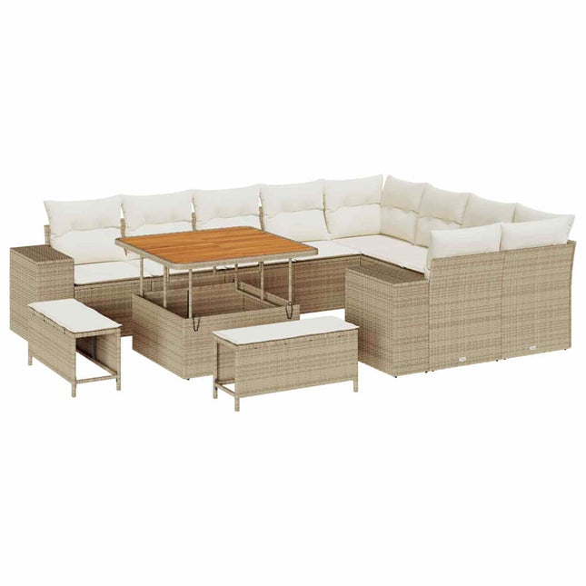 Tuin Sofa Set Met Kussen Met Opslag 12 Pcs En Crème