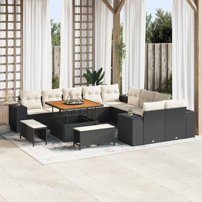 Tuin Sofa Set Met Kussen 13 Pcs En Crème Poly Rattan