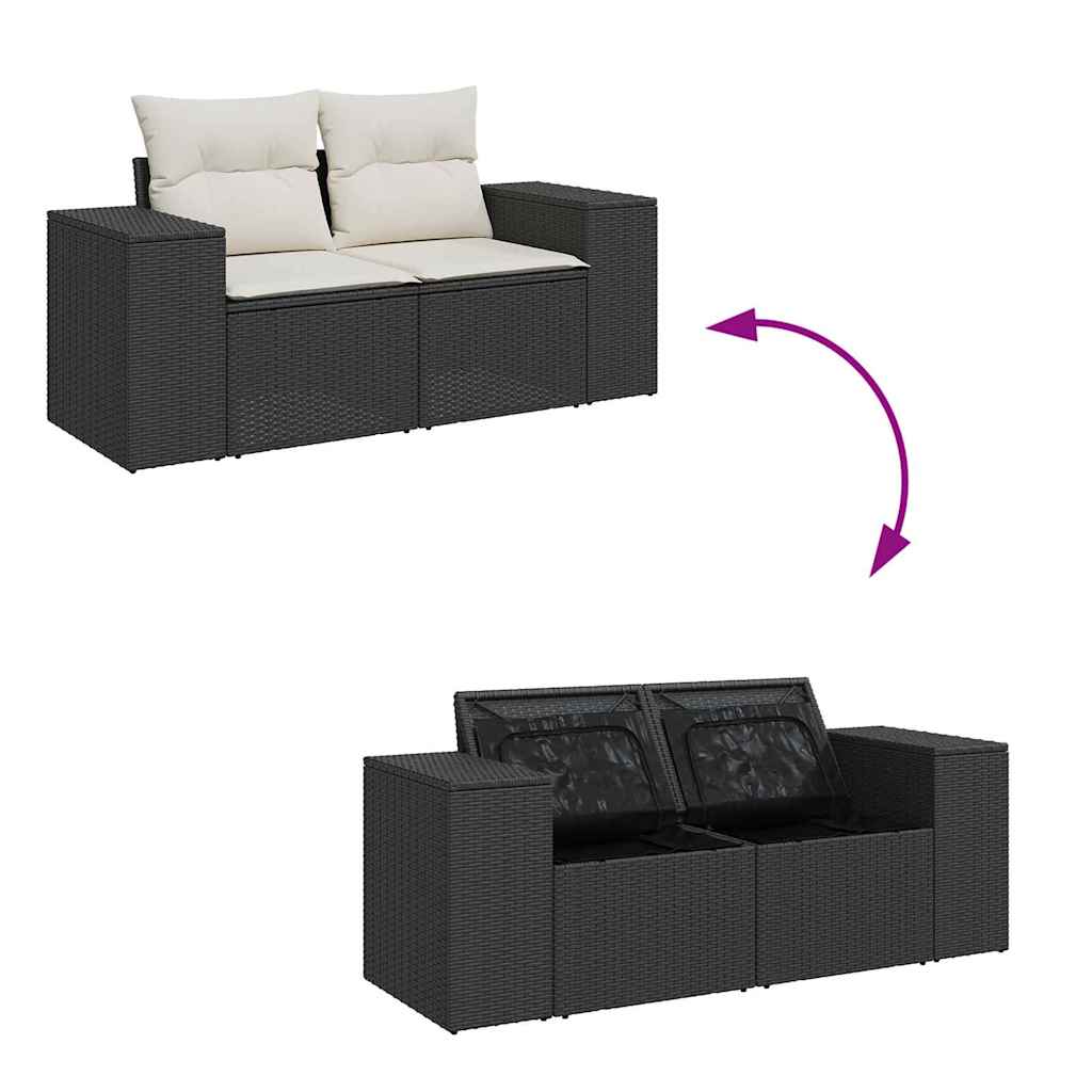 Tuin Sofa Set Met Kussen 13 Pcs En Crème Poly Rattan