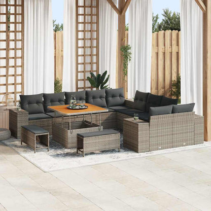 Tuin Sofa Set Met Kussen 13 Pcs En Crème Poly Rattan